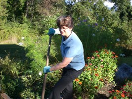 Linda in garden